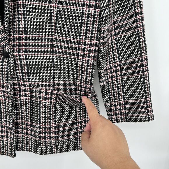 Vintage Classic Directions Blazer Wool Blend Pink And Gray Houndstooth Women's 8 - Picture 3 of 9
